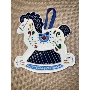 Baby Room Horse Horsey Wall Decor Glazed Ceramic Hand Painted-Vintage